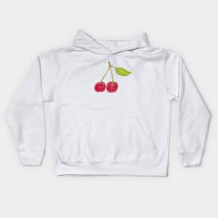 Cherries on a branch_color pencil Kids Hoodie